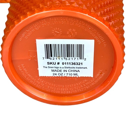 Starbucks Venti 24 Oz Studded Tumbler Cup Pearl Orange Bling Cold Drinks New - Picture 4 of 10